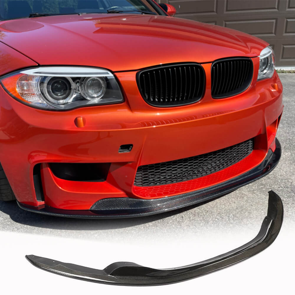 FREEMOTOR802 Front Bumper Lip Spoiler For BMW 1 Series E82 M Sport (2007-2013) - Unpainted Black PU