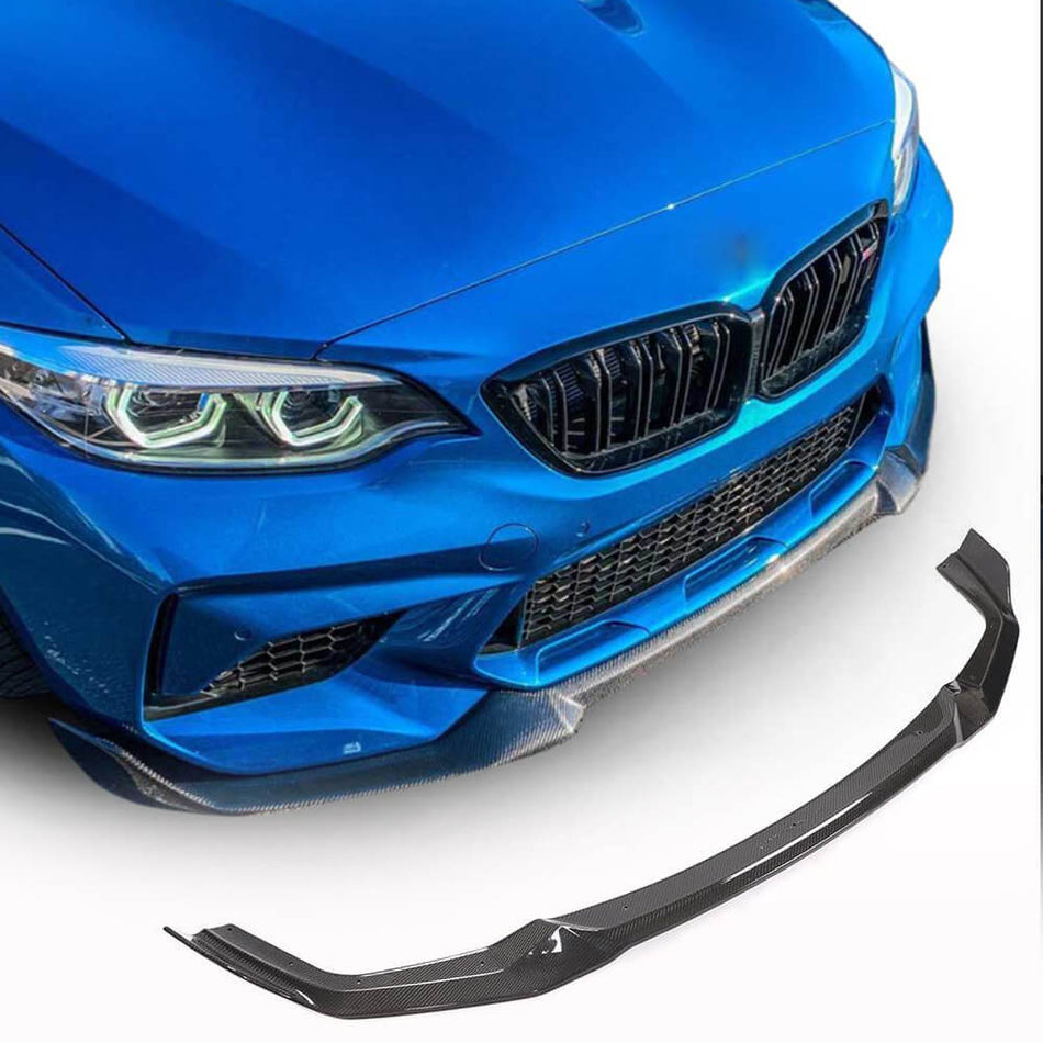 For BMW 2 Series F87 M2 Competition M2C Carbon Fiber Front Bumper Lip Spoiler Splitter