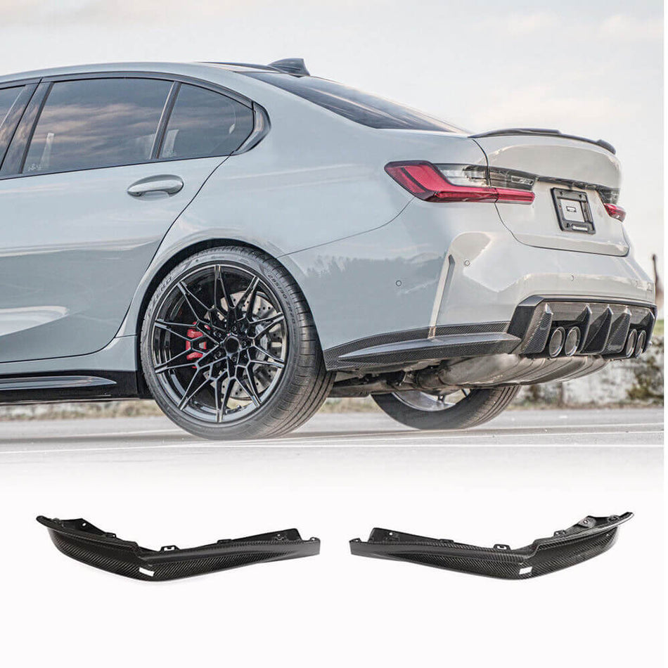 For BMW 3 Series G80 M3 Carbon Fiber 21-22 Replacement Style Rear Bumper Splitter Cupwing Winglets Vent Flaps