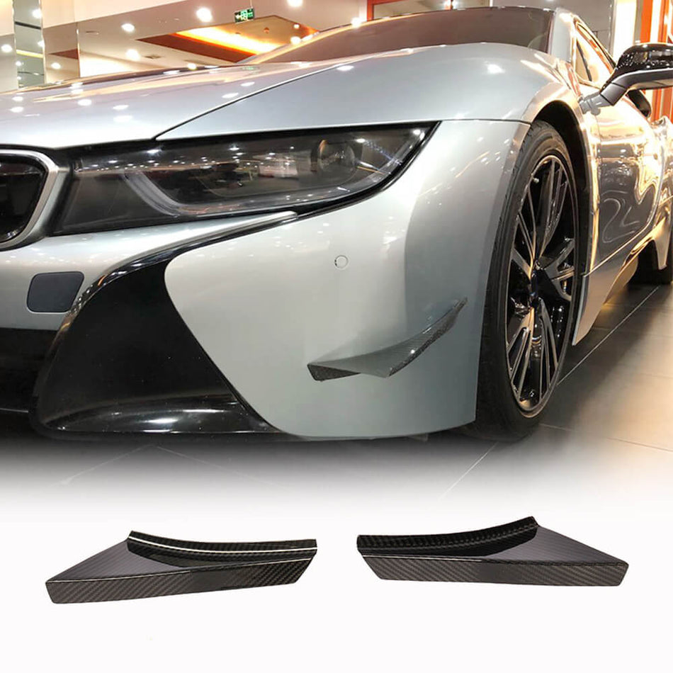 For BMW I8 Coupe 2014-2018 Dry Carbon Fiber Front Bumper Canard Air Fender Vent Fins