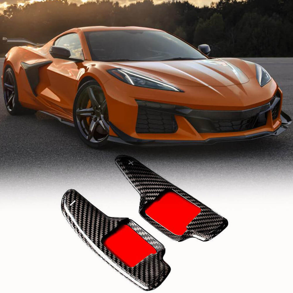 Dry Carbon Fiber Paddle Shifter for Chevrolet Corvette C8 21-22 2-Door Add-on Style Pair