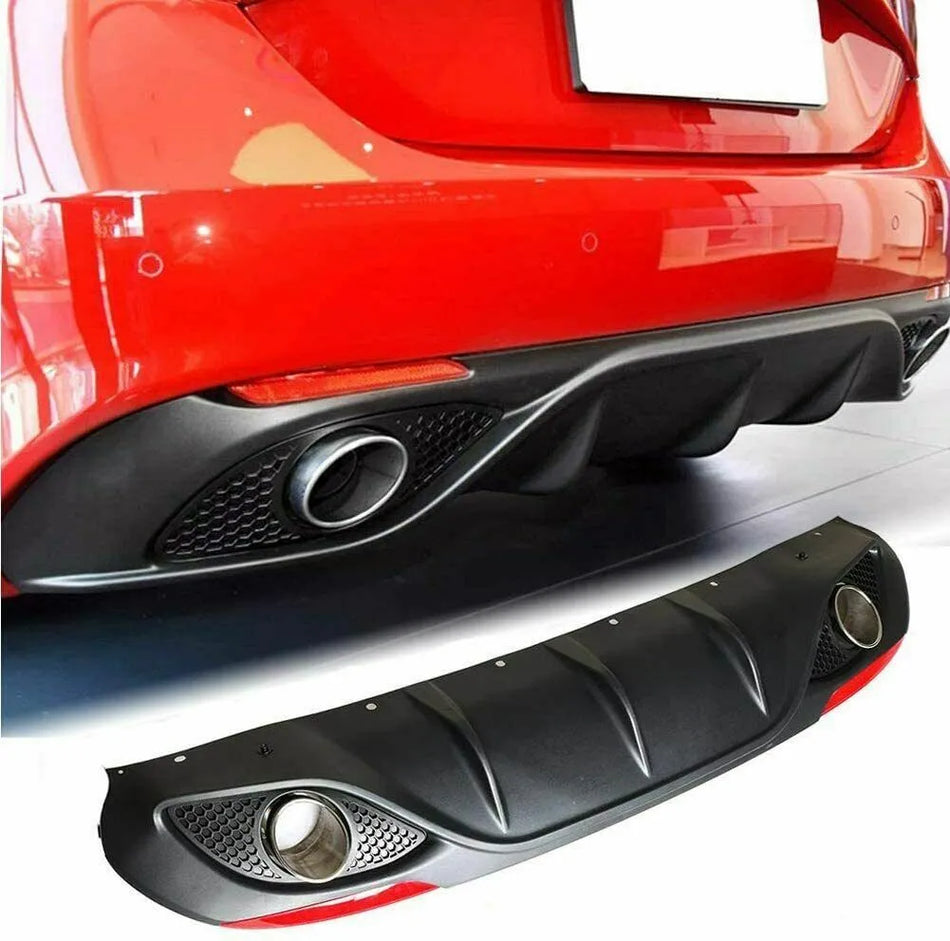 For Alfa Romeo Giulia 2016-2020 Rear Bumper Diffuser Lip W/ Exhaust Tips Reflector