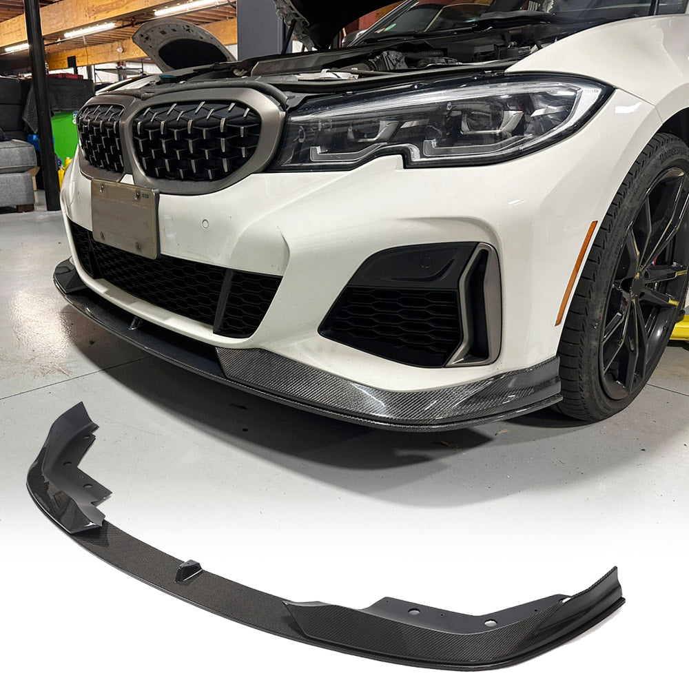 Gloss Black Front Bumper Lip Splitter Kit For BMW G20 330i M340i M Sport 2019-2021