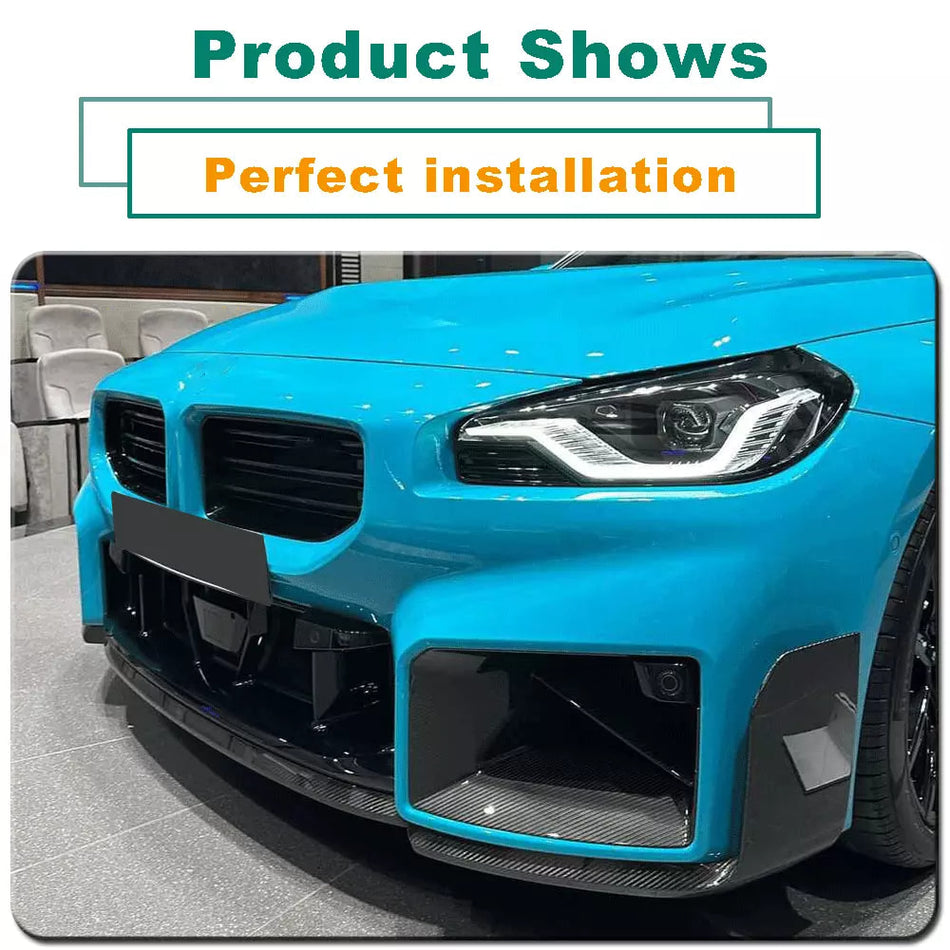 For BMW 2 Series G87 M2 Coupe 2-Door Carbon Fiber Front Bumper Lip Spoiler Wide Body Kit