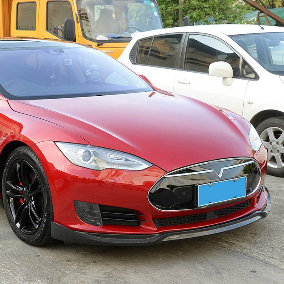 For Tesla Model S 2012-2015 Carbon Fiber Front Bumper Lip Chin Spoiler Aero Wide Body Kit