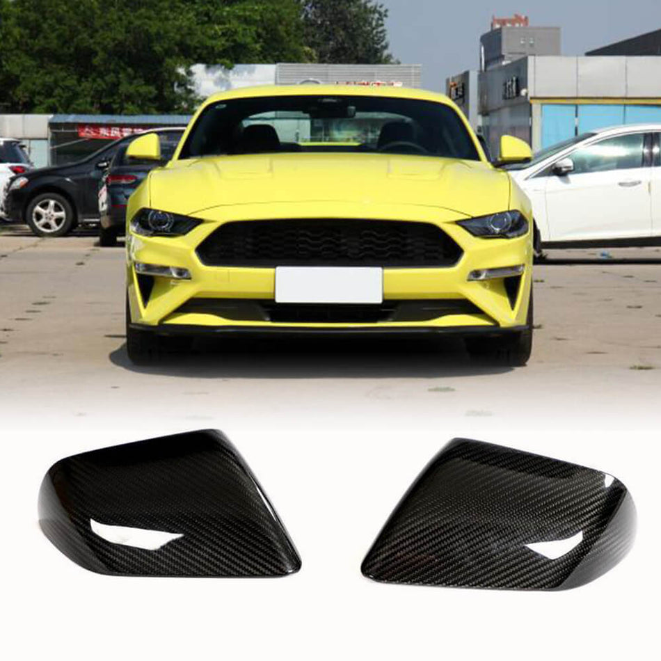 For Ford Mustang Shelby GT500 Prepreg Dry Carbon Fiber Add-on Mirror Covers Side Rearview Mirror Cover Caps Pair
