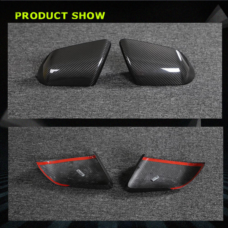 For Ford Mustang Shelby GT500 Prepreg Dry Carbon Fiber Add-on Mirror Covers Side Rearview Mirror Cover Caps Pair
