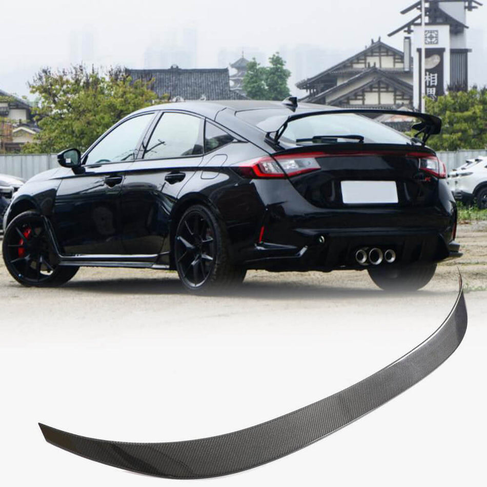 For Honda Civic TYPE R Hatchback 4-Door Carbon Fiber Rear Trunk Spoiler Boot Wing Lip