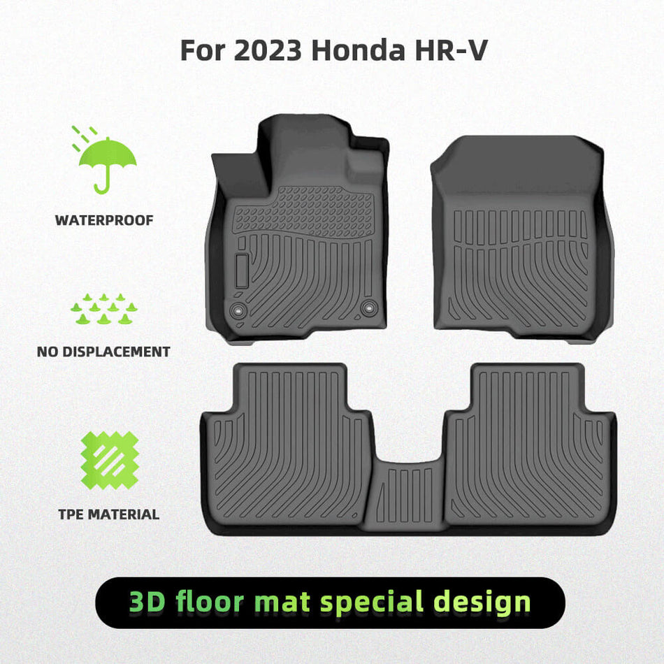For Honda HR-V 2023 Car Floor Mats TPE Rubber All-Weather Floor Mats Black