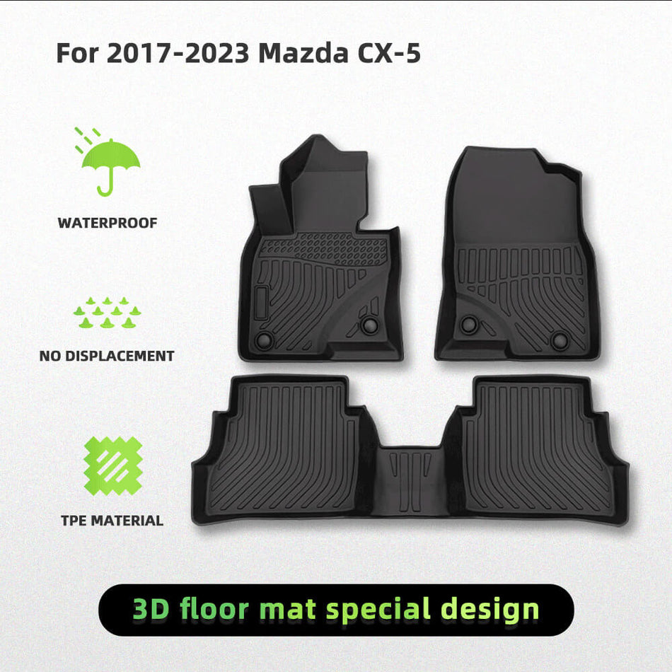For Mazda CX-5 17-23 Car Floor Mats TPE Rubber All-Weather Floor Mats Black