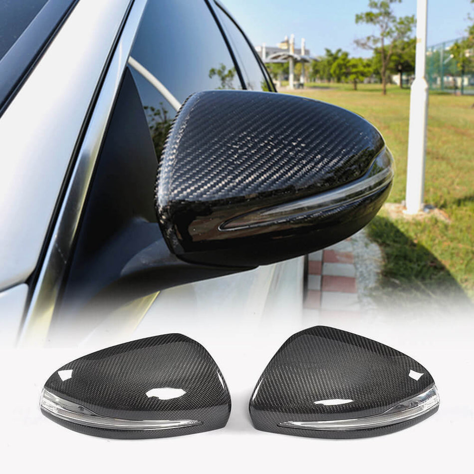 For Mercedes Benz W205 W222 Carbon Fiber Side Rearview Mirror Cover Caps LHD Pair