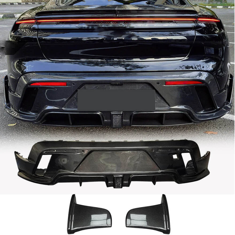 Porsche Taycan Turbo S 9J1 Carbon Fiber Rear Bumper Lip | Exterior