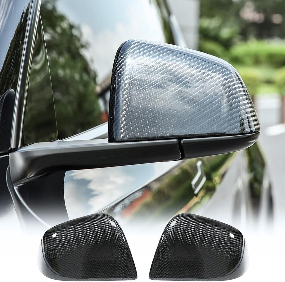 For Tesla Model Y Sport Utility 2020UP Add-on Dry Carbon Fiber Side Rearview Mirror Cover Caps LHD Pair