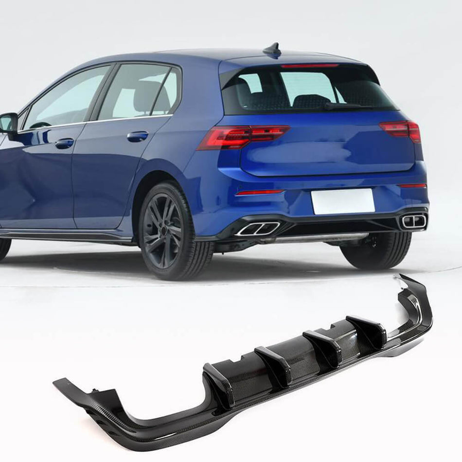 For Volkswagen VW Golf 8 MK8 R Carbon Fiber Rear Bumper Diffuser Valance Lip