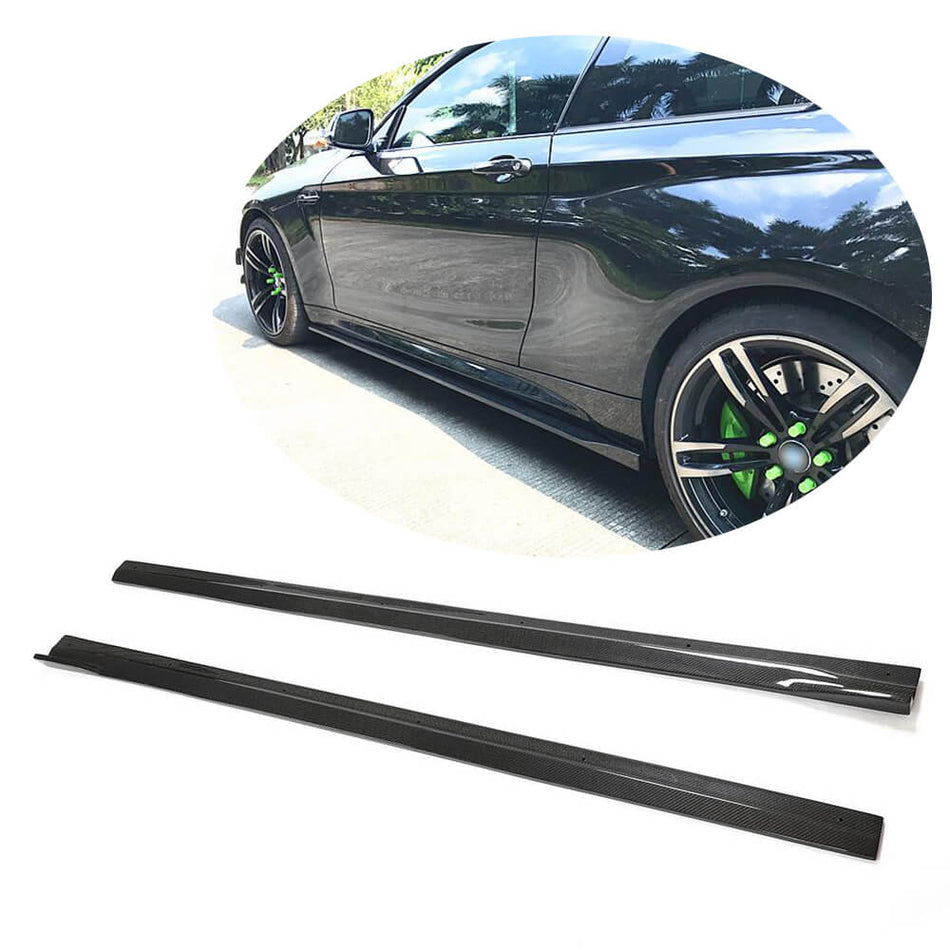 For BMW 2 Series F87 M2 M2C Carbon Fiber Side Skirts Door Rocker Panels Extension Lip