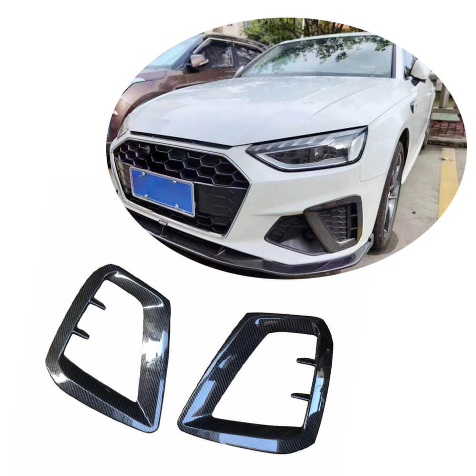 For Audi S4 A4 Sline B9.5 Sedan Carbon Fiber Front Fog Lamp Air Scoop Vents Cover Trims