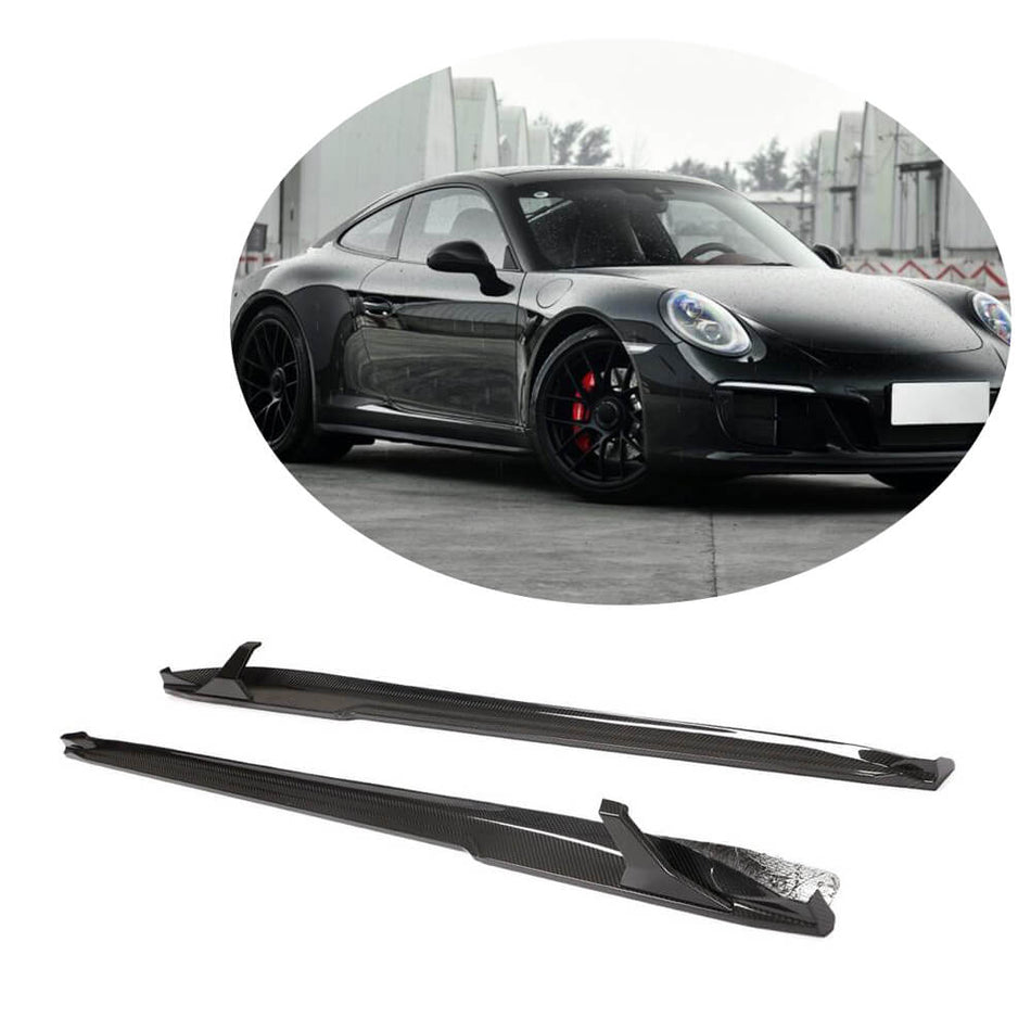 For Porsche 911 Carrera/Targa 4 (S) 2017 Dry Carbon Fiber Side Skirts Door Rocker Panels Extension Lip