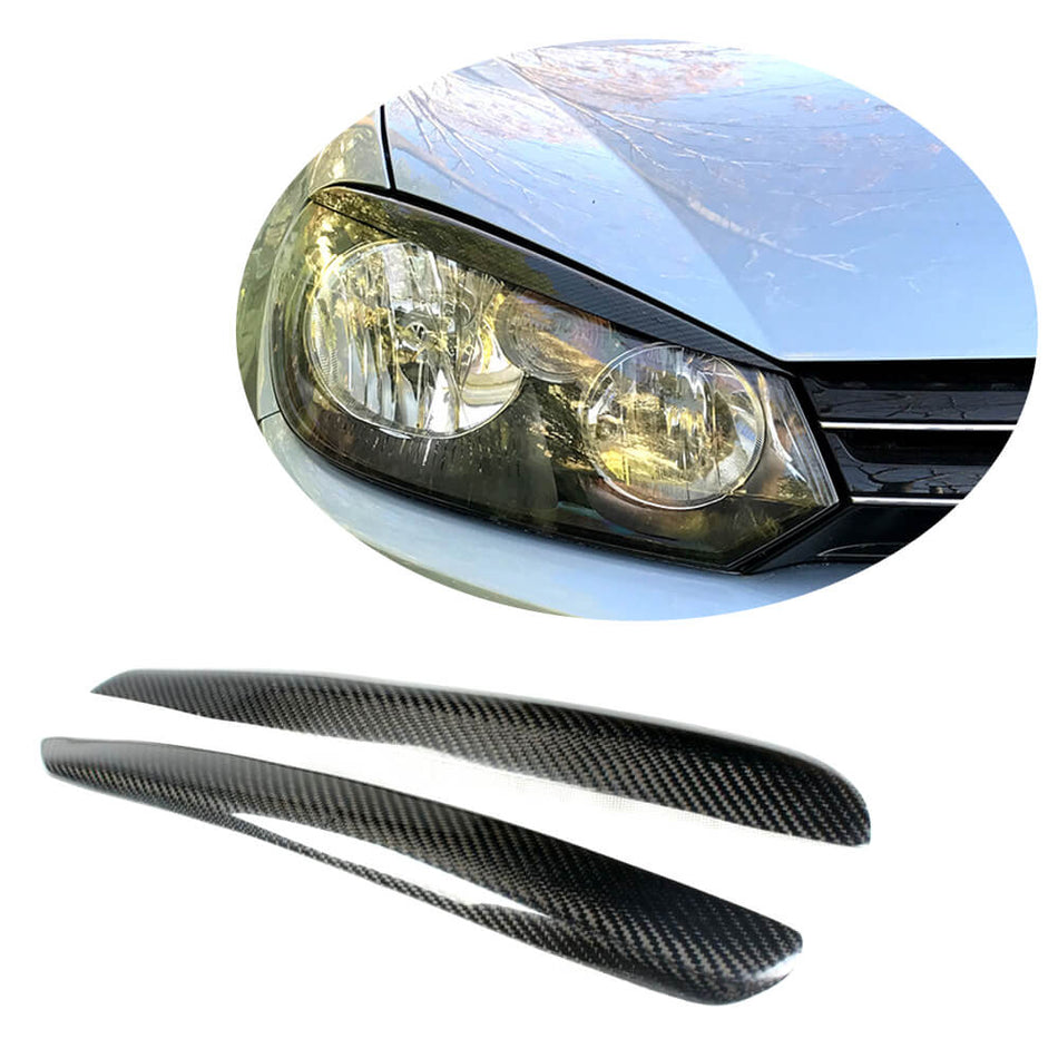 For Volkswagen VW Golf 6 MK6 GTI R/R20 Carbon Fiber Headlight Eyelids Lamp Eyebrows