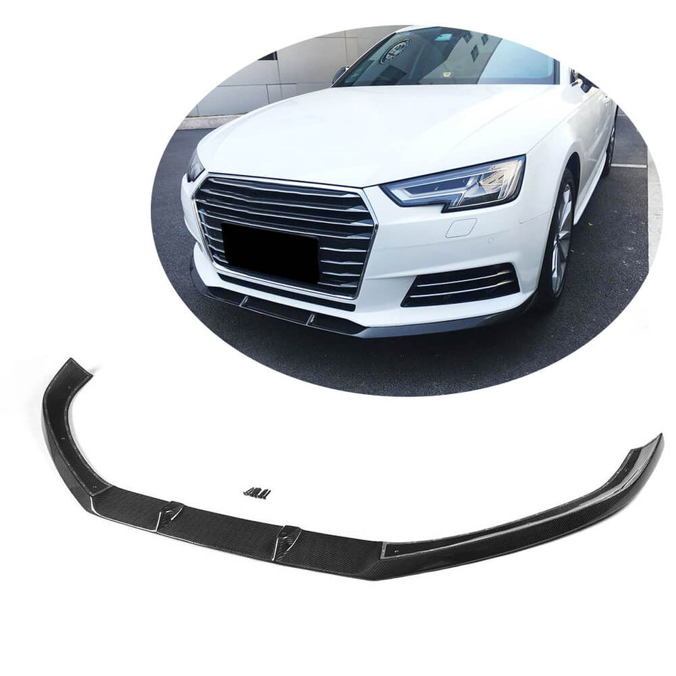 For Audi A4 B9 Sedan Carbon Fiber Front Bumper Lip Spoiler Wide Body Kit