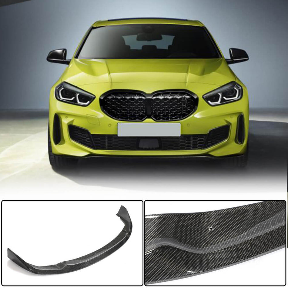 For BMW 1 Series F40 118i M Sport Carbon Fiber Front Bumper Lip Spoiler Wide Body Kit