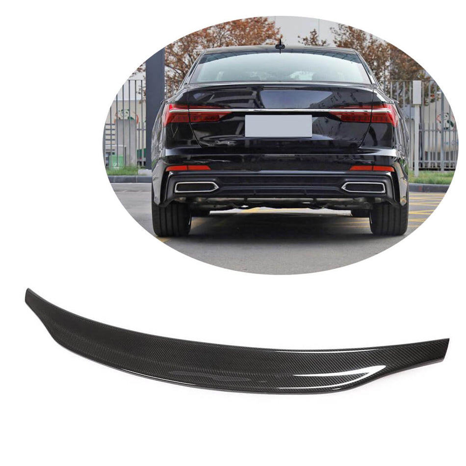 For Audi A6 C8 Base/Sline S6 Sedan 19UP Carbon Fiber Rear Trunk Spoiler Boot Wing Lip