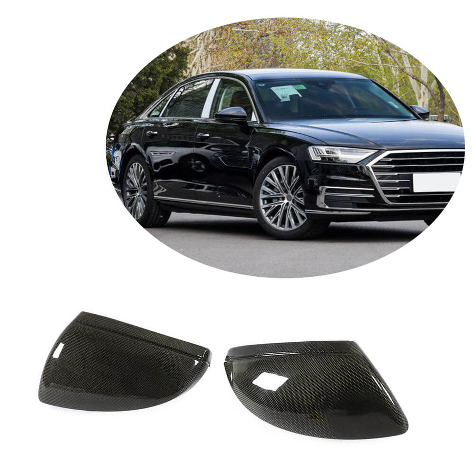 For Audi A6 A7 A8 Quattro C8 Carbon Fiber Replacement Side Mirror Cover Caps Pair