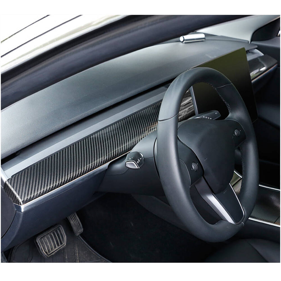 For Tesla Model 3 & Y Dry Carbon Fiber Interior Dashboard Decoration Cover Trim