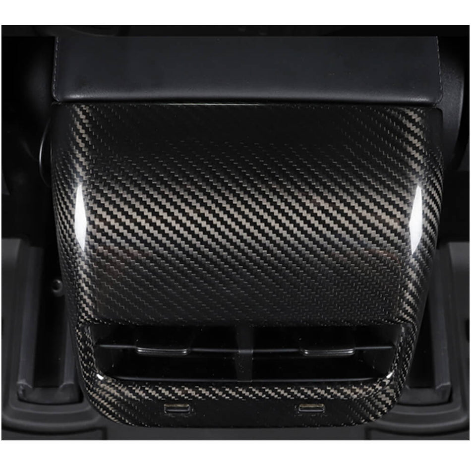 For Tesla Model 3 Dry Carbon Fiber Rear Back Seat Aircondition Moulding Dash Trims Cover