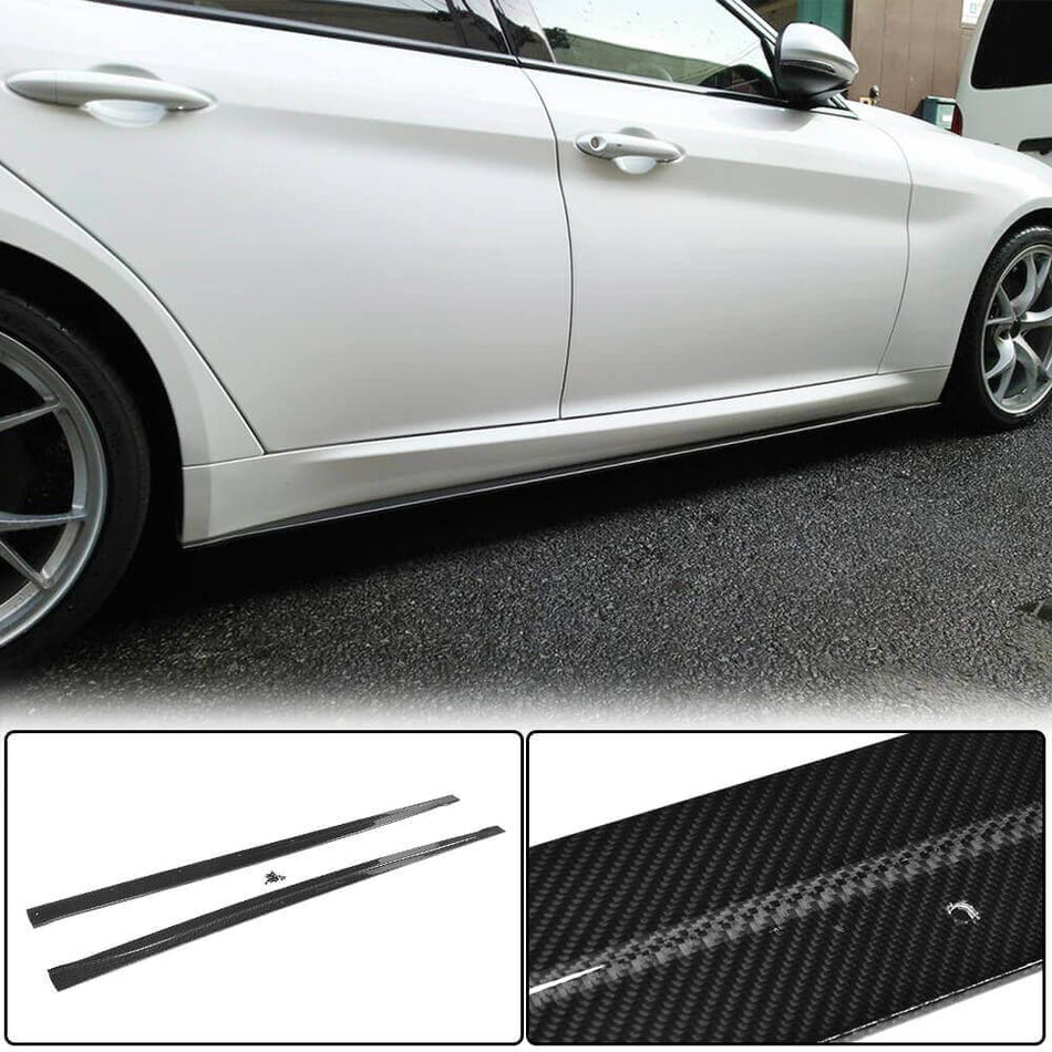 For Alfa Romeo Giulia 952 Carbon Fiber Side Skirts Extension Lip Door Rocker Panels