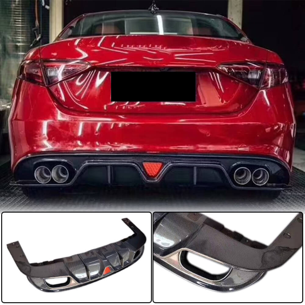  Rear Diffuser for Alfa Romeo Giulia Base Sedan 2017-2022 Bumper  Cover Spoiler Valance Protector Factory Outlet with Exhaust Tips (Without  red Reflector) : Automotive
