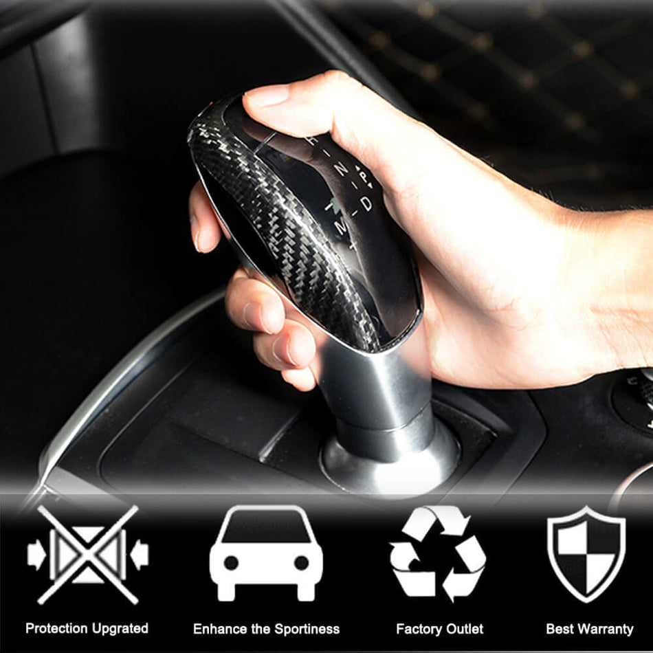 For Alfa Romeo Giulia Stelvio Dry Carbon Fiber Gear Shift Knob Head Cover Trim Sticker