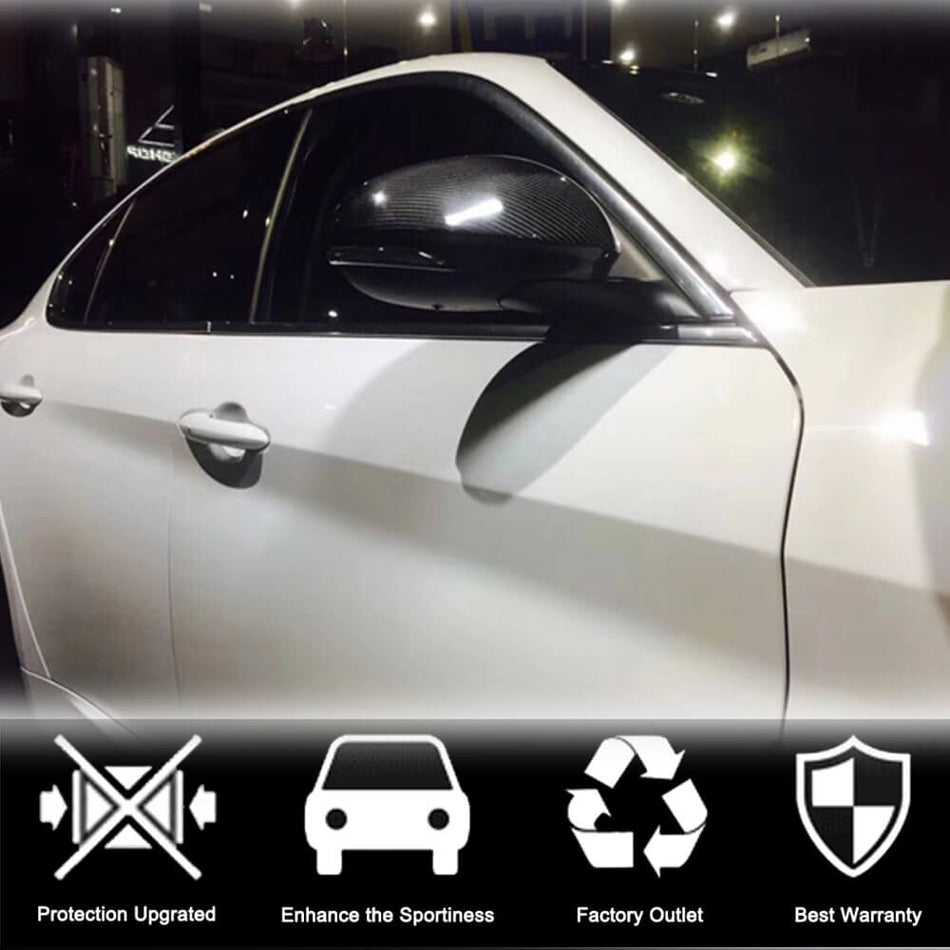 For Alfa Romeo Stelvio Dry Carbon Fiber Add-on Side Mirror Cover Caps Pair