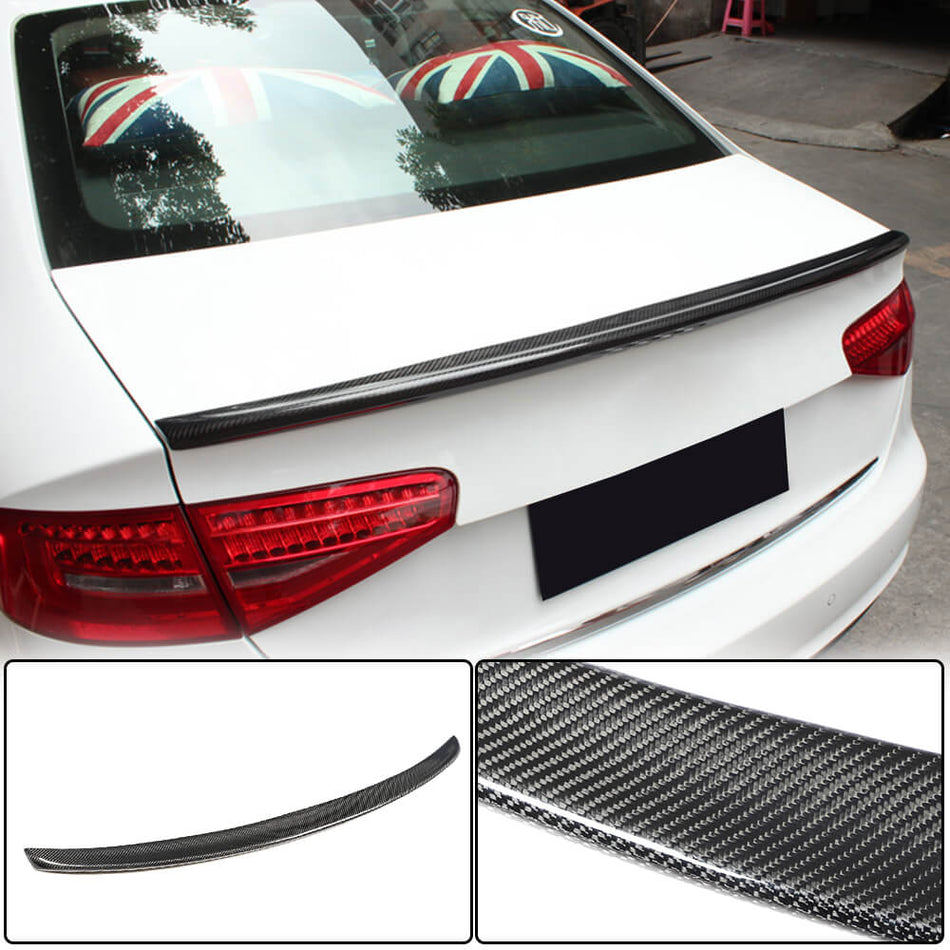 For Audi A4 B8.5 Non-Sline Non-S4 Sedan Facelift Carbon Fiber Rear Trunk Spoiler Boot Wing Lip