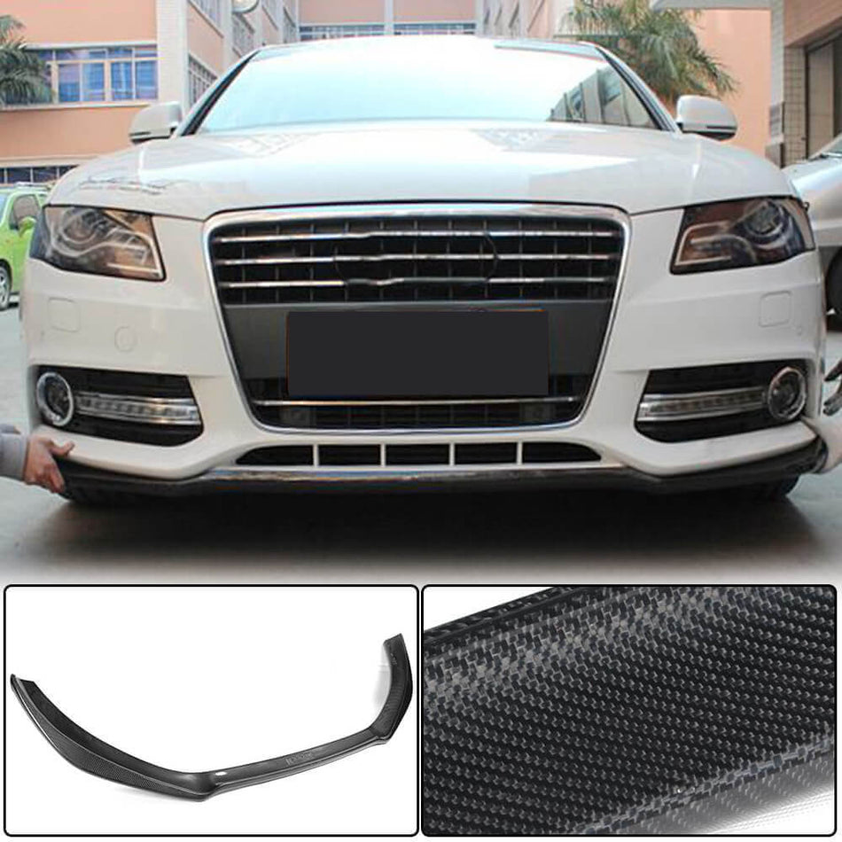 For Audi A4 B8 Base Sedan Pre-facelift Carbon Fiber Front Bumper Lip Chin Spoiler Wide Body Kit
