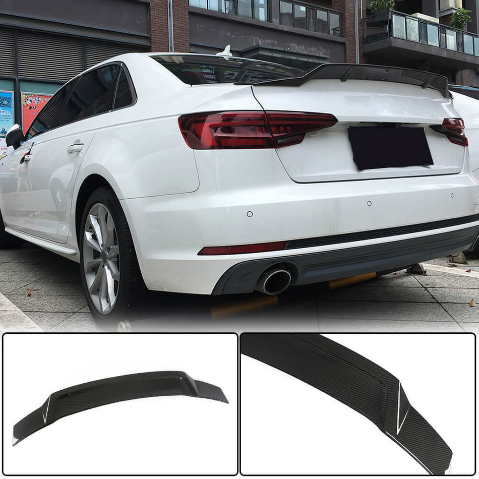 For Audi A4 Sline S4 B9 B9.5 Sedan Carbon Fiber Rear Trunk Spoiler Boot Wing Lip