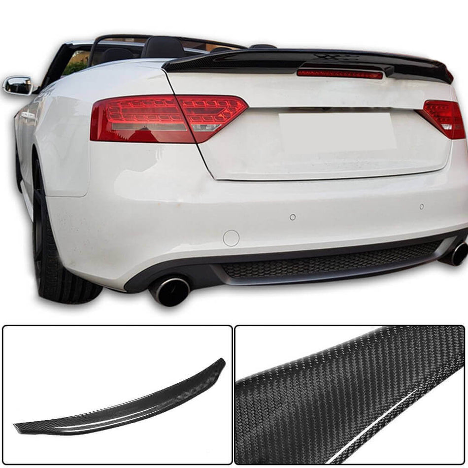 For Audi A5 B8 B8.5 Sline S5 RS5 Convertible Carbon Fiber Rear Trunk Spoiler Boot Wing Lip