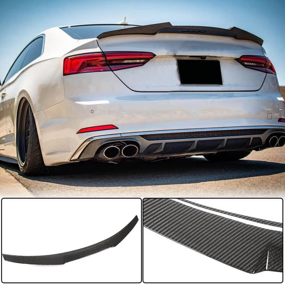 For Audi A5 (Quattro) Sline S5 B9 Coupe Carbon Fiber Rear Trunk Spoiler Boot Wing Lip