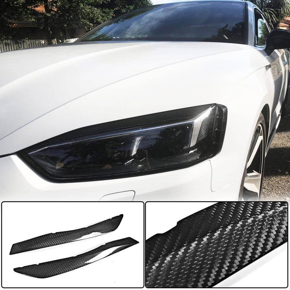 For Audi A5 Sline S5 RS5 B9 Dry Carbon Fiber Headlight Eyelids Lamp Eyebrows