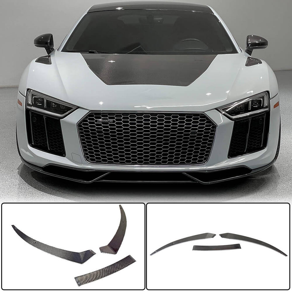 For Audi R8 V10 Gen 2 4S 2016-2019 Carbon Fiber Front Bumper Lip Chin Spoiler