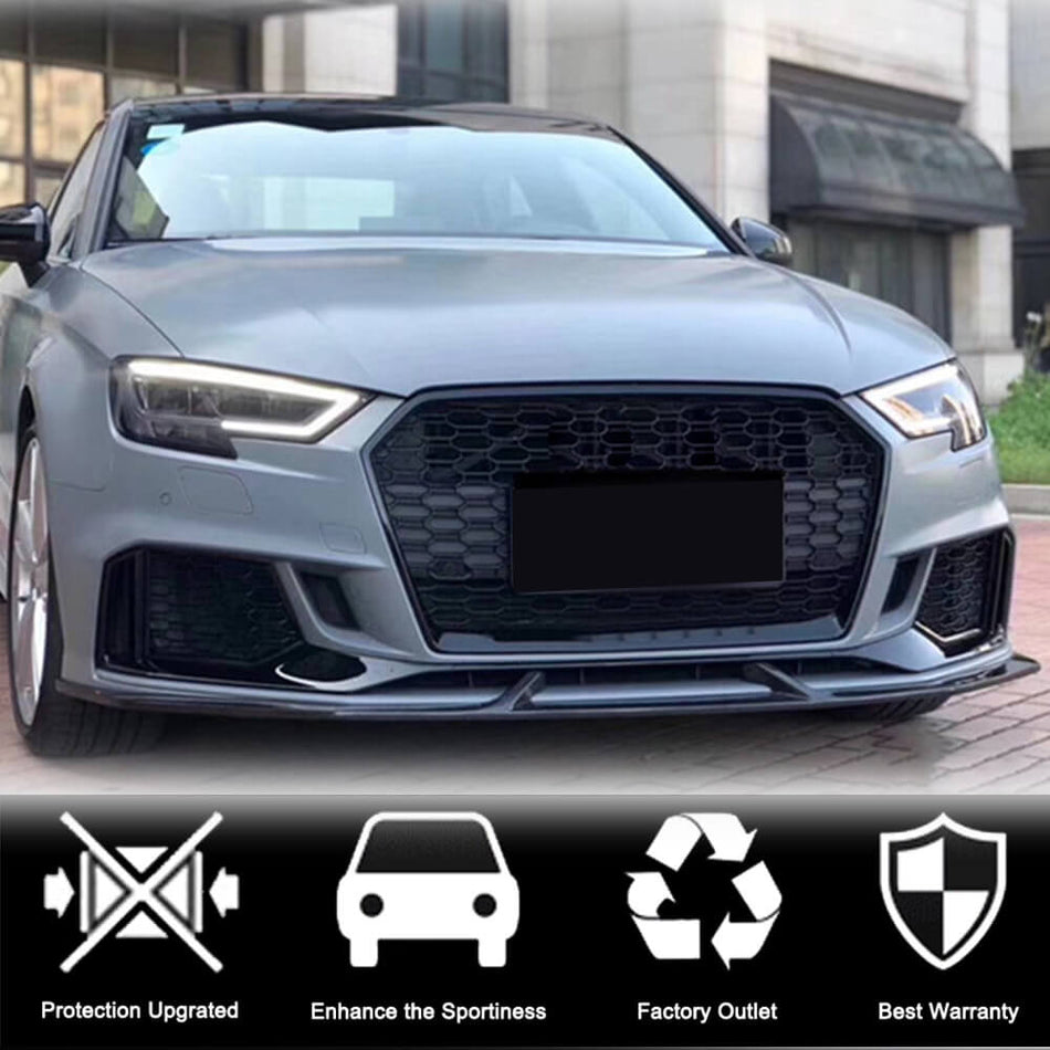 For Audi RS3 8V.5 Sedan Facelift Carbon Fiber Front Bumper Lip Spoiler Wide Body Kit
