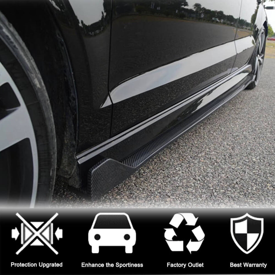 For Audi RS3 8V.5 Sedan Carbon Fiber Side Skirts Door Rocker Panels Extension Lip