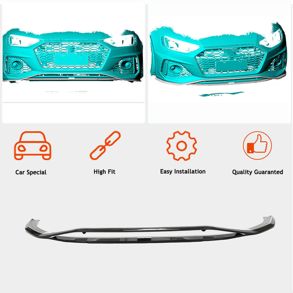 For Audi RS4 B9.5 Typ 8W Avant Dry Carbon Fiber Front Bumper Lip Chin Spoiler Wide Body Kit