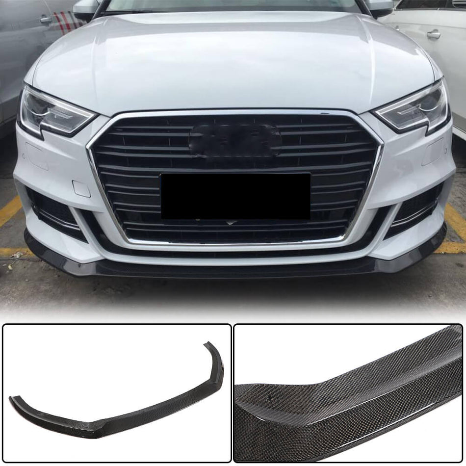 For Audi S3 A3 8.5V Sline Sedan Facelift Carbon Fiber Front Bumper Lip Chin Spoiler Wide Body Kit