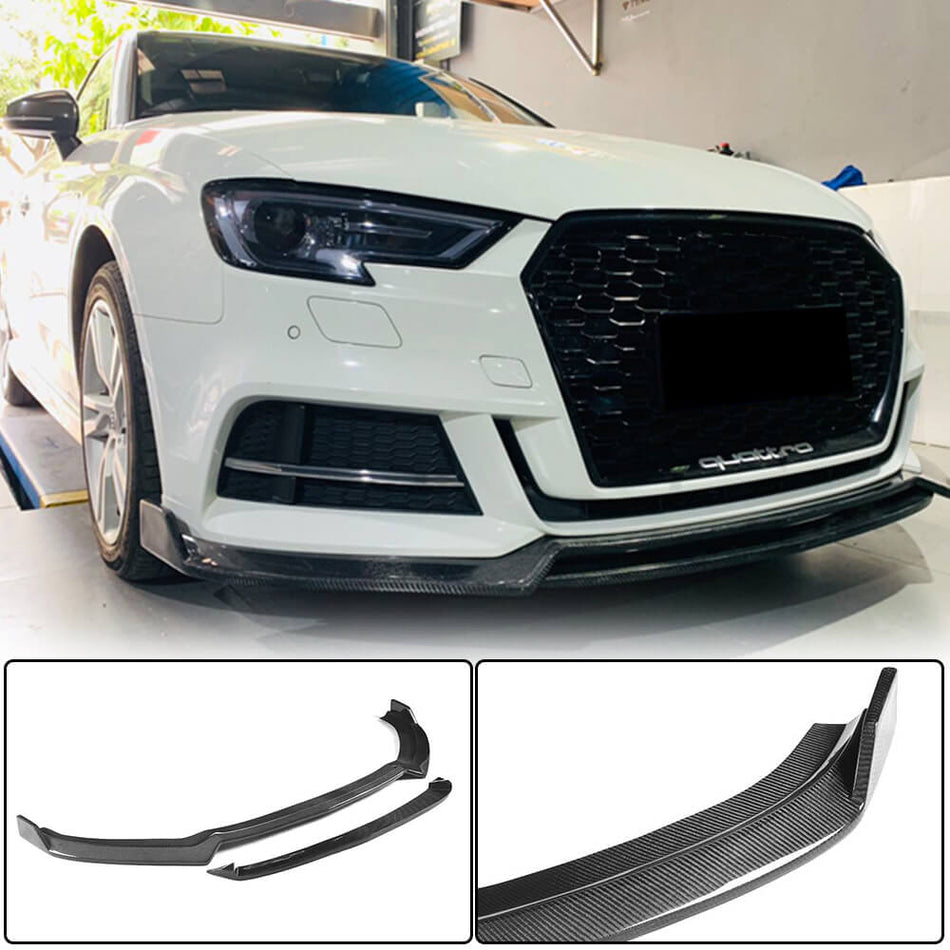 For Audi S3 A3 Sline 8V.5 Sedan Carbon Fiber Front Bumper Lip Spoiler Wide Body Kit