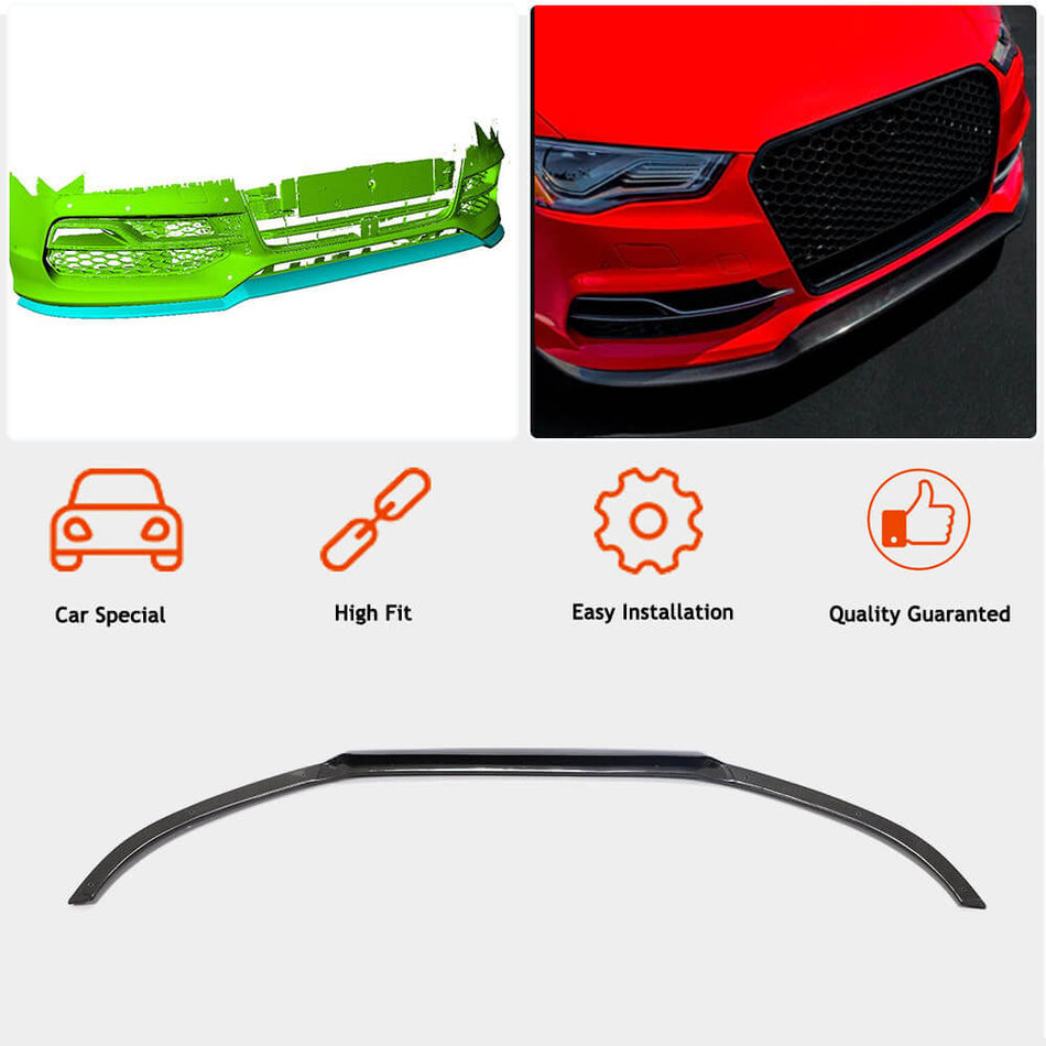 For Audi S3 A3 Sline 8V Sedan Pre-facelift Carbon Fiber Front Bumper Lip Spoiler Wide Body Kit