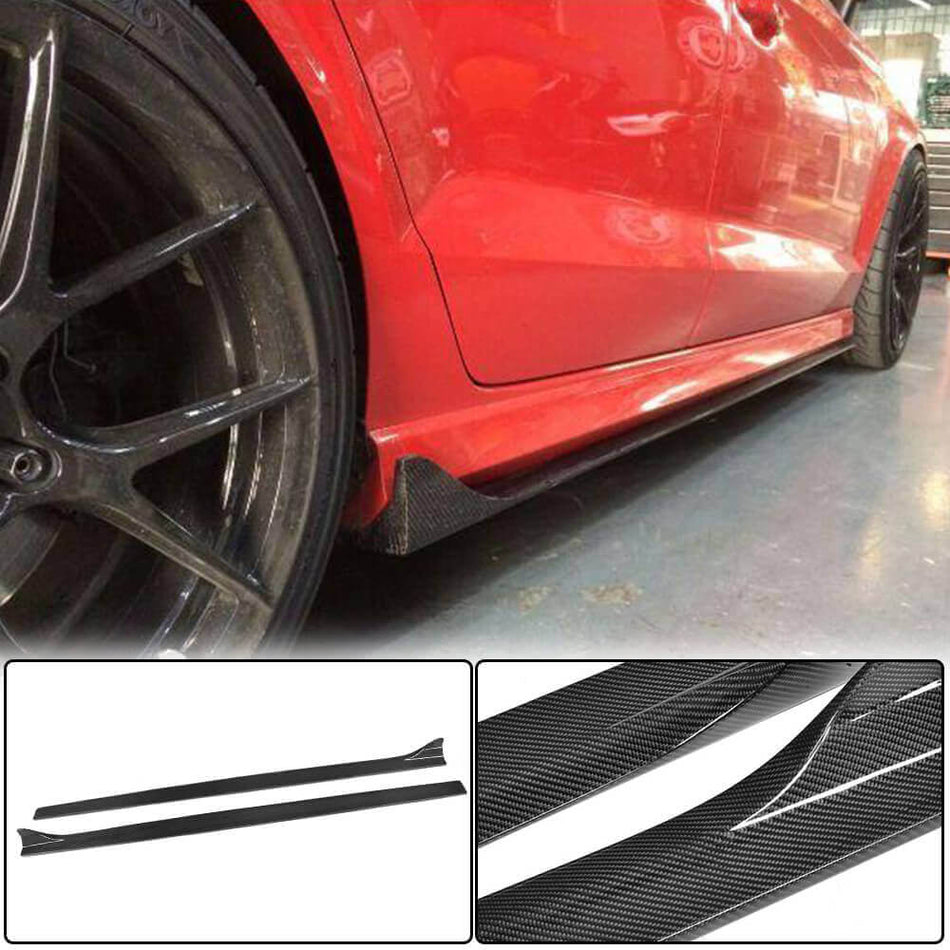 For Audi S3 A3 Sline RS3 8V 8V.5 Sedan Carbon Fiber Side Skirts Door Rocker Panels Extension Lip