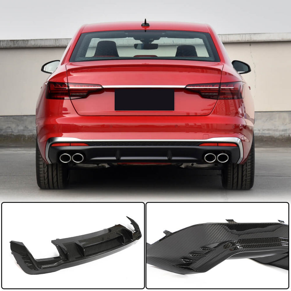 For Audi S4 A4 B10 Sline Sedan Dry Carbon Fiber Rear Bumper Diffuser Valance Lip