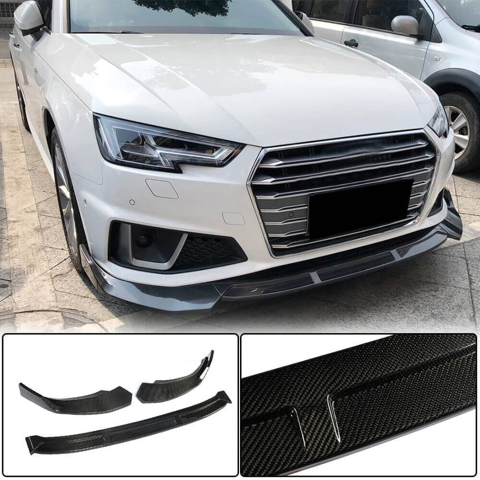 For Audi S4 A4 B9 Sline Sedan 2019 Carbon Fiber Front Bumper Lip Splitter Chin Spoiler