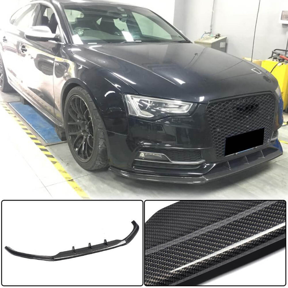 For Audi S5 A5 Sline B8.5 Facelift Carbon Fiber Front Bumper Lip Spoiler Splitter Wide Body Kit
