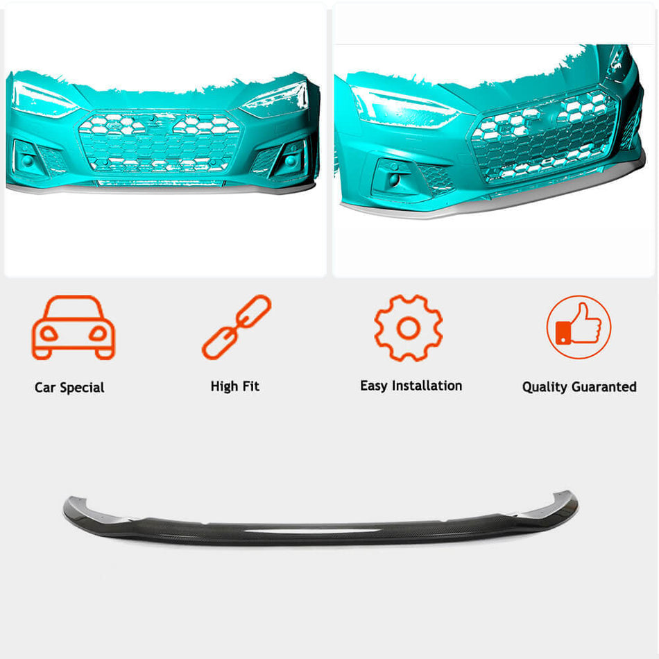 For Audi S5 A5 Sline B9.5 Carbon Fiber Front Bumper Lip Spoiler Wide Body Kit
